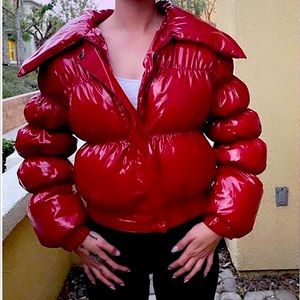 Red Puffer Jacket, super comfy! BARELY WORN!